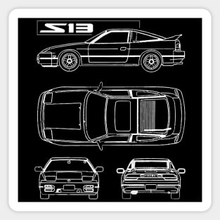 rpS13 type x AERO LINE ART DRIFTING schematic blueprint drawing jdm Sticker